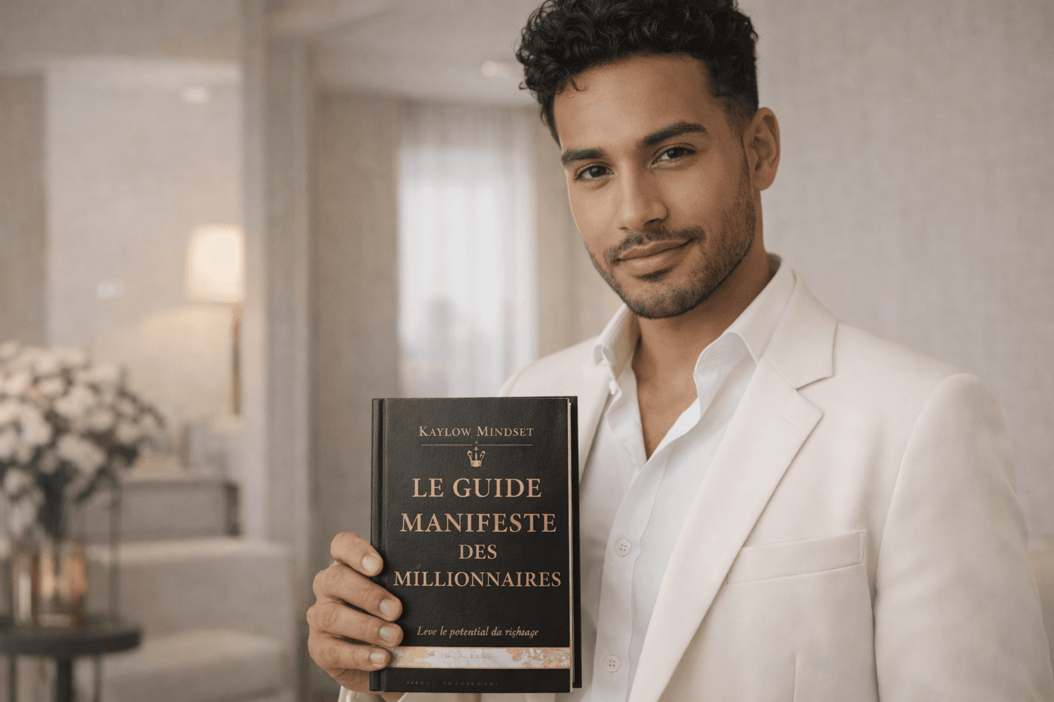Homme avec le Guide Manifeste des Millionnaires
